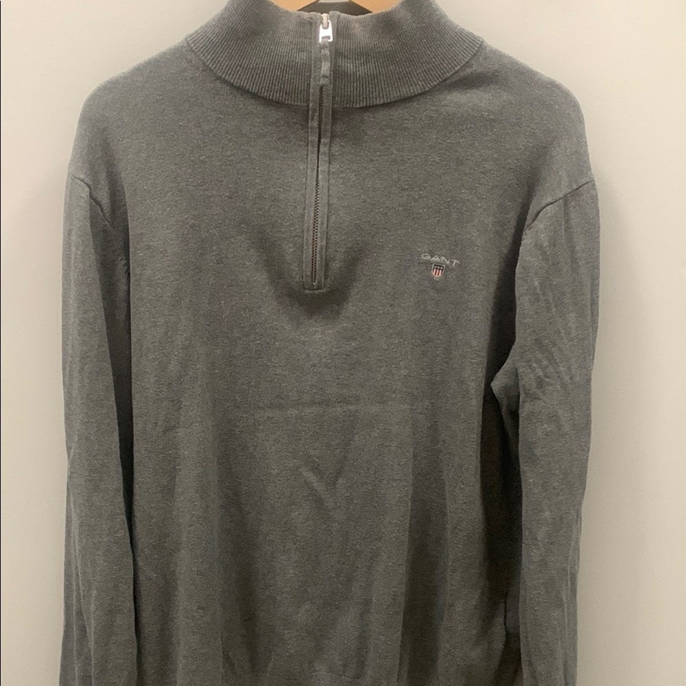 GANT Men's Gray Half-Zip Sweater